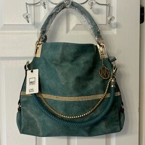 NWT green, distressed MK brand handbag